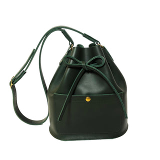 Leather bucket bag Forest green