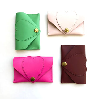 Valentines day gift, Leather card holder with heart, La Lisette leather wallet, Card Case