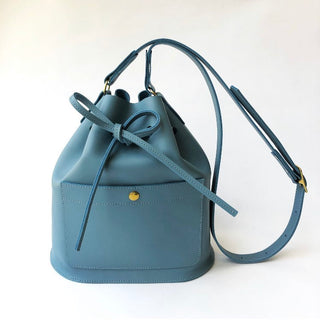 Leather bucket bag - Denim blue
