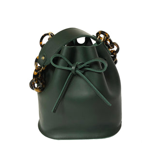 Leather bucket bag Tortoise - Black
