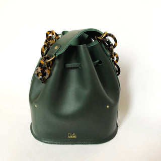Leather bucket bag Tortoise - Forest