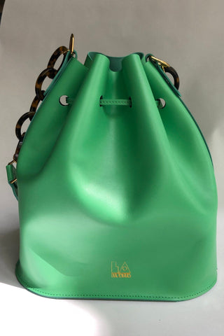 Leather bucket bag - Apple green