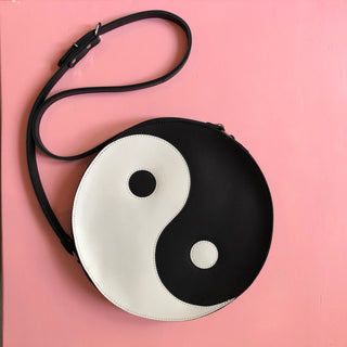 Yinyang leather circle bag, ying yang purse