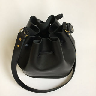 Leather Bucket Bag - Black