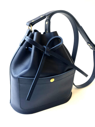 Leather bucket bag Dark blue