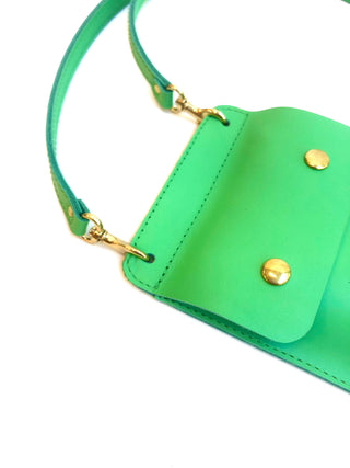 Leather Phone purse - Apple Green