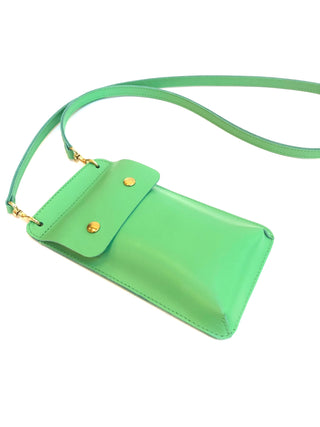 Leather Phone purse - Apple Green