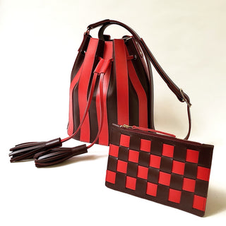 Checkered leather wallet
